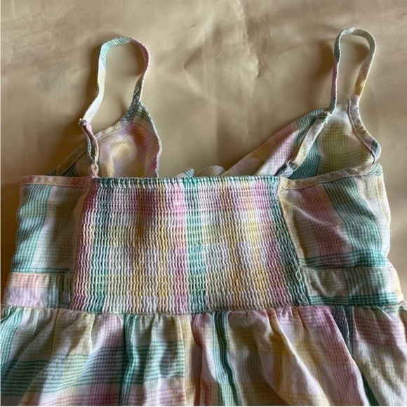 NEW! Old Navy- Yellow Blue Pink Plaid Spaghetti Strap Self Tie Mini Dress NWT - Picture 11 of 11